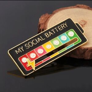 3 For $35 My Social Battery Mood Tracker Interactive Enamel Pin/ Brooch In Black